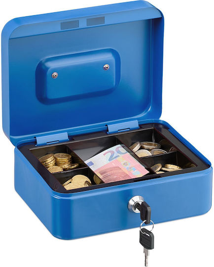 Cash Box Coins Banknotes Relaxdays 8.5 X 20 X 17 Cm Blue