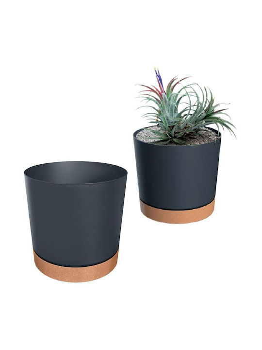 Prosperplast Tubo Pflanzgefäß Kunststoff Anthrazit mit Untersetzer 13x13cm
