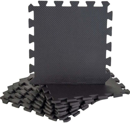 Pure2Improve Puzzle Mat PE Δάπεδα Παζλ Γυμναστηρίου Μαύρα 30x30x1cm 8τμχ