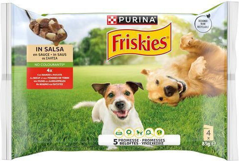 Friskies Wet Dog Food in Pouches with Beef Potatoes Meat and Vegetables 4x85g