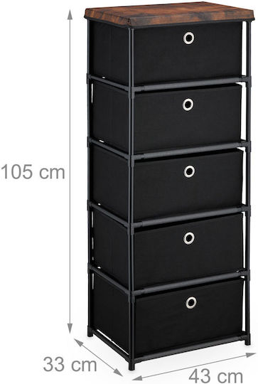 Sertar De Depozitare Din Lemn Metal Și Țesătură 43x33x85cm