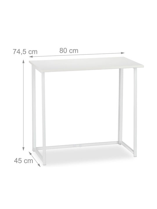 Birou de Calculatoare din Lemn Alb cu Picioare Metalice 80x45x74.5cm