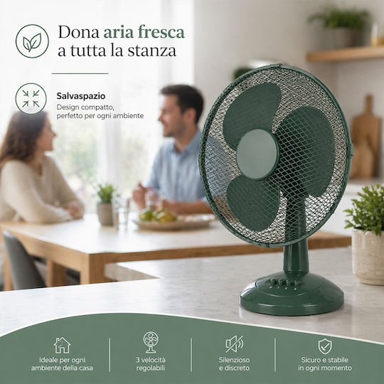 Bakaji Tischventilator 45W Lüfterdurchmesser 40cm Grüner