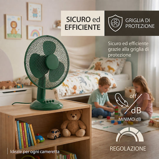 Bakaji Tabletop Fan 35W Fan Diameter 30cm Green