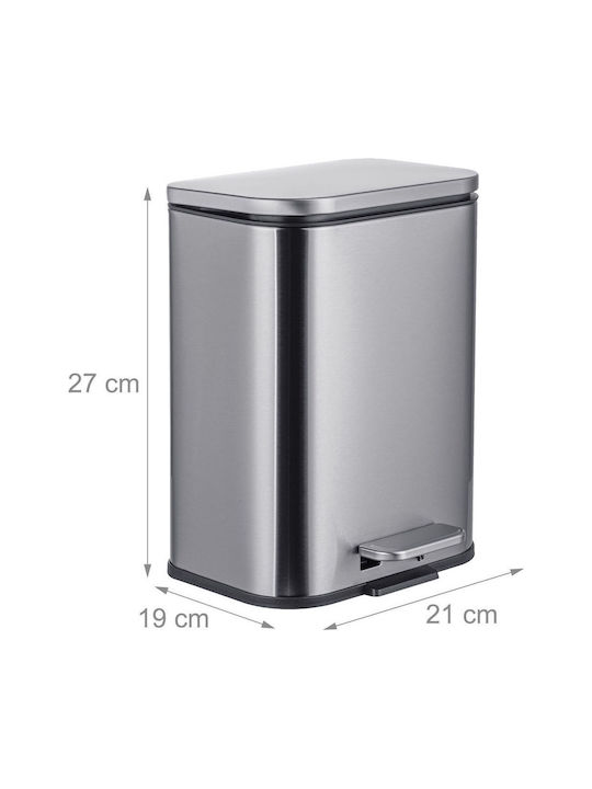 Relaxdays Inox Badezimmer Mülleimer 5lt Graues
