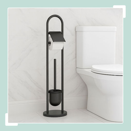 Relaxdays Inox Toilettenbürste Badezimmer Mülleimer Schwarz