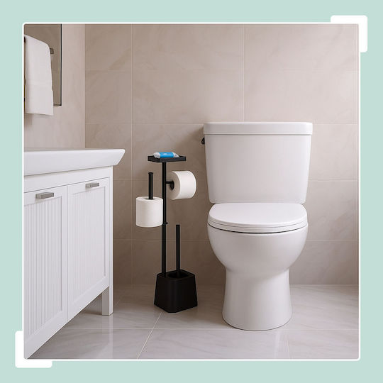 Relaxdays Metal Toilet Brush Black