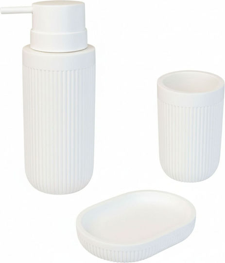 Relaxdays Bathroom Accessory Set Plastic White 3 Pieces Relaxdays Bathroom Accessory Set Plastic White 3 Pieces