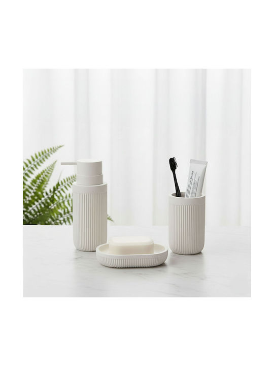 Relaxdays Bathroom Accessory Set Plastic White 3 Pieces
