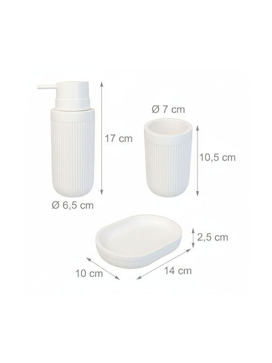 Relaxdays Bathroom Accessory Set Plastic White 3 Pieces