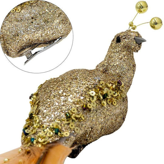 Koopman Illuminated Christmas Plastic Peacock Figure Gold Length 9cm