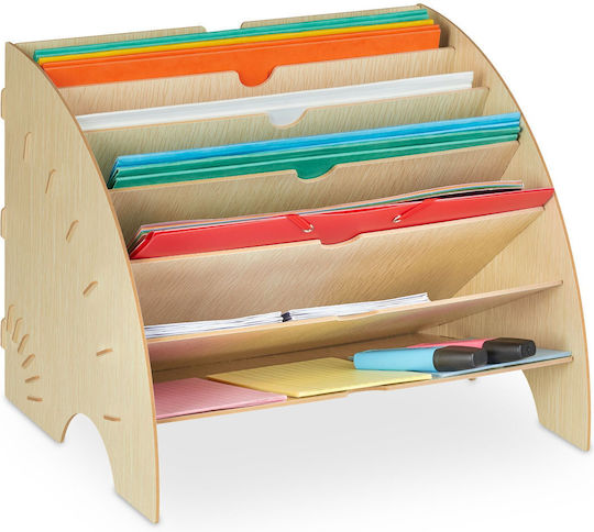Dokumentenorganizer Mit 6 Fächern Aus MDF 27 X 34 X 27 Cm Hellbraun