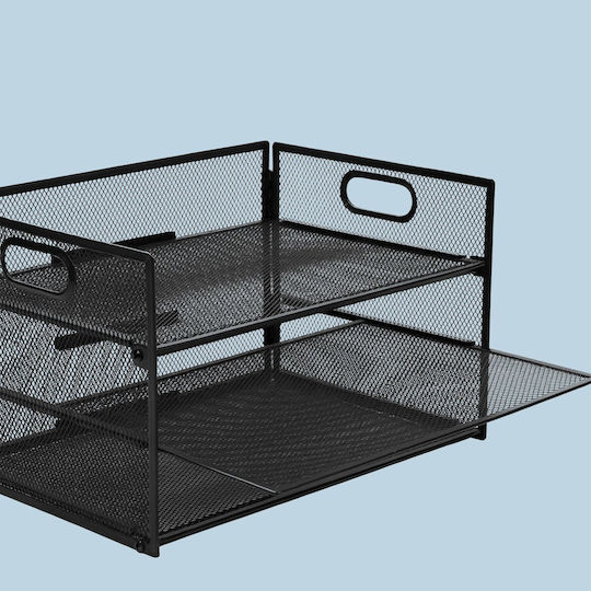Relaxdays Suport Pentru Articole De Birou 3 Niveluri 20.5 X 32.5 X 23.5 Cm Metal Negru