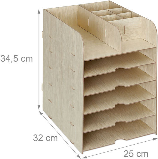Организатор на Офиса 12 Отделения за Съхранение Изработен от MDF 34.5 X 25 X 32 см Светлокафяв