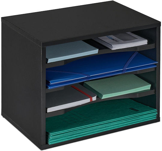 Relaxdays Office Document Organizer 4 Compartments 28x35.5x25cm Black
