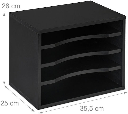Relaxdays Office Document Organizer 4 Compartments 28x35.5x25cm Black