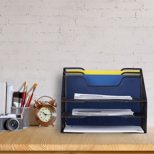 Relaxdays Desk Organizer Metal 5 Compartments Black 24x32x29cm