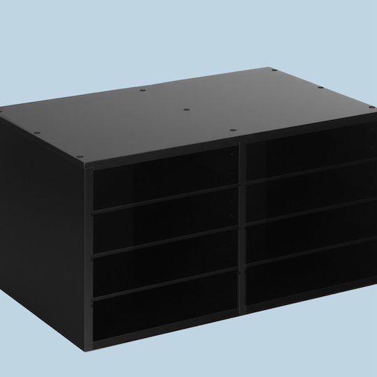 Relaxdays Document Organizer Bamboo 8 Compartments Black 25x49x31cm