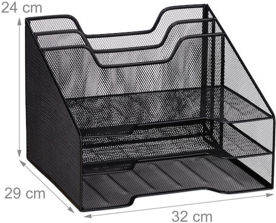 Relaxdays Desk Organizer Metal 5 Compartments Black 24x32x29cm