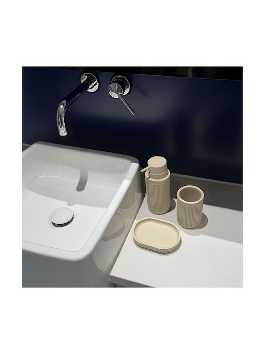 Relaxdays Relaxdays Badezimmerzubehör-Set Kunststoff Beiges 3 Stücke