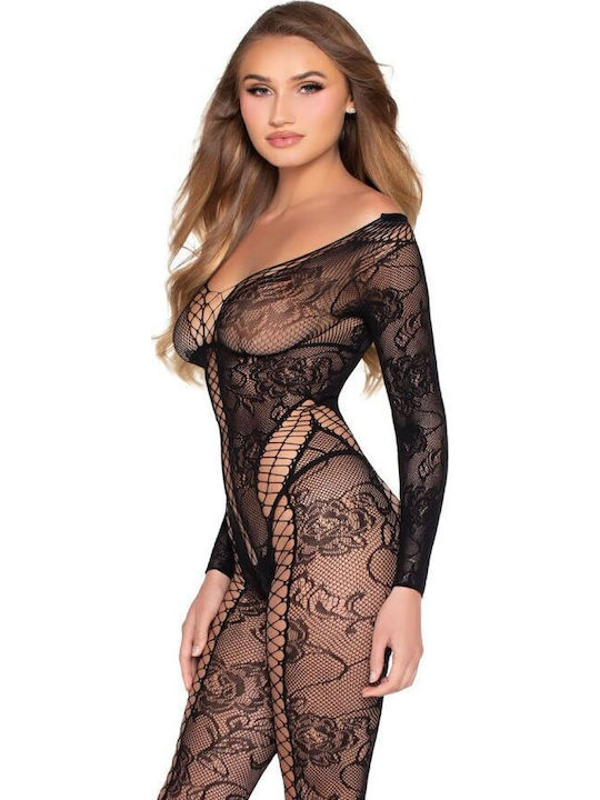 Leg Avenue 89369 Salopetă Plasă și Dantelă Neagră Mărime Unică