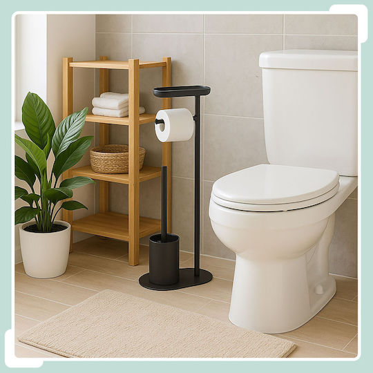 Relaxdays Set Accesorii Baie Metalic Negru