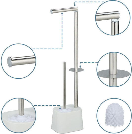 Relaxdays Set Accesorii Baie Inox Alb