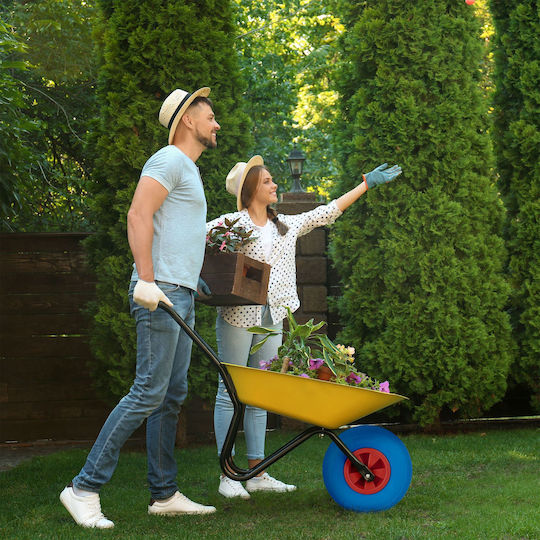 Relaxdays Räderwagen Räder 3.50-6 Blau Rot Solider Gummi Pannensicher