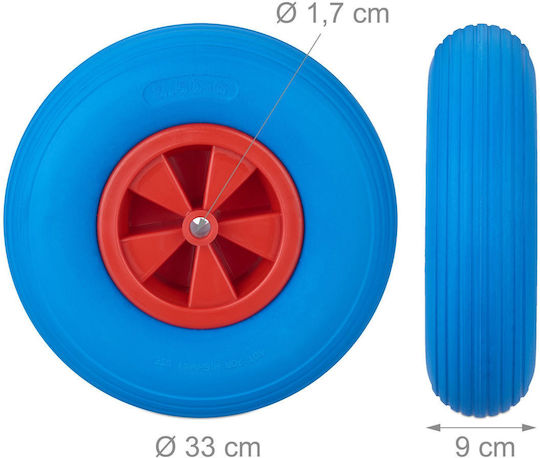 Relaxdays Räderwagen Räder 3.50-6 Blau Rot Solider Gummi Pannensicher