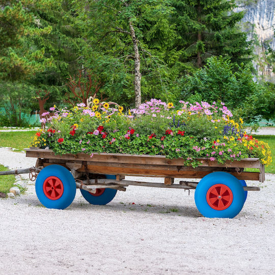 Relaxdays Räderwagen Räder 3.50-6 Blau Rot Solider Gummi Pannensicher