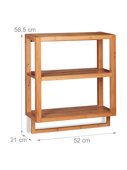 Relaxdays Επιτοίχια Ραφιέρα Μπάνιου Bamboo 58.5x52x21cm Καφέ