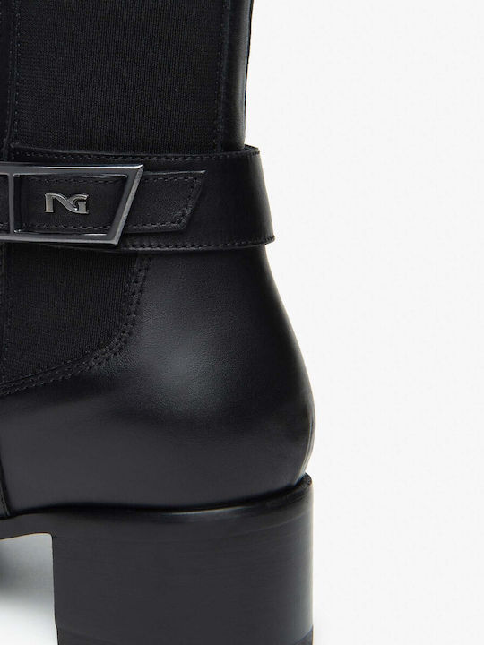 Leder Damen Stiefeletten Knöchel Schwarz