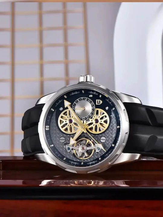 Pagani Design Мъжки Часовник Автоматичен с Черна Метална Гривна