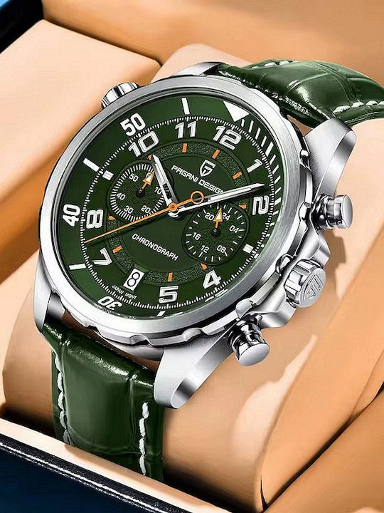 Herrenuhr Automatisch mit Grünem Lederriemen