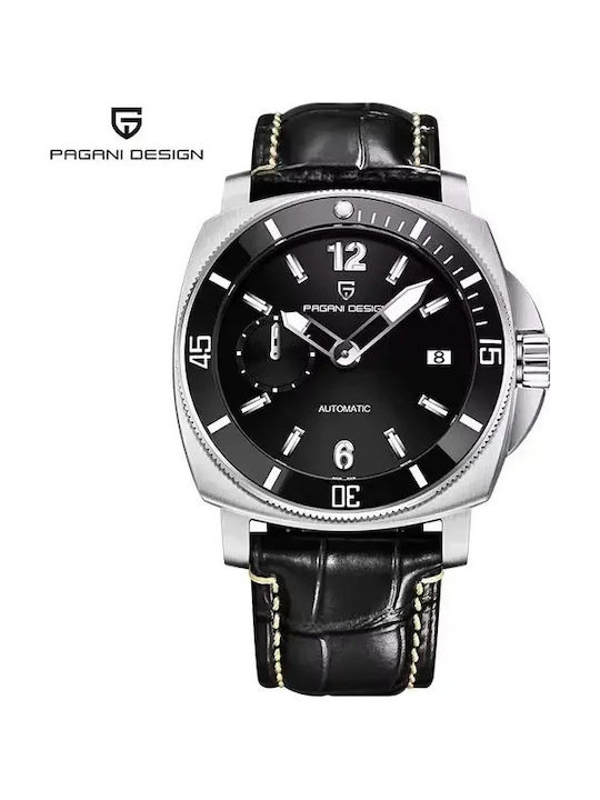 Pagani Design Herrenuhr Automatik mit Schwarz Lederriemen