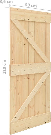 Συρόμενη Πόρτα Φυσικό Μαύρο 90 X 210 Cm Μασίφ Ξύλο Πεύκου 3444860 Καφέ