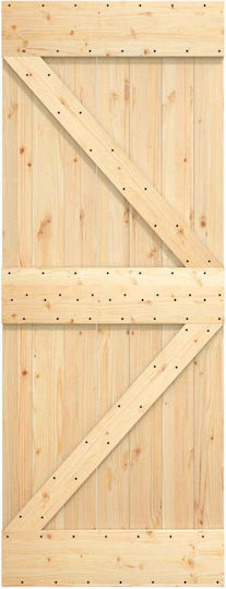 Schiebetür Natürliches Weiß 80 x 210 cm Massivholz Kiefer 3445081 Braun