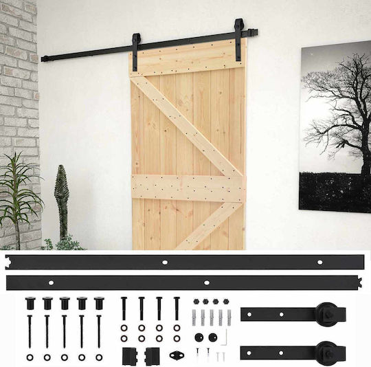 Sliding Door Natural Black 100 x 210 cm Solid Pine Wood 3444868 Brown