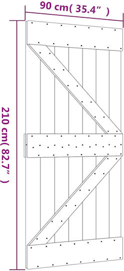 Συρόμενη Πόρτα Φυσικό Λευκό 90 X 210 Cm Μασίφ Ξύλο Πεύκου 3444932 Καφέ