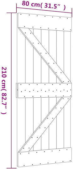 Συρόμενη Πόρτα Φυσικό Λευκό 80 X 210 Cm Μασίφ Ξύλο Πεύκου 3444931 Καφέ