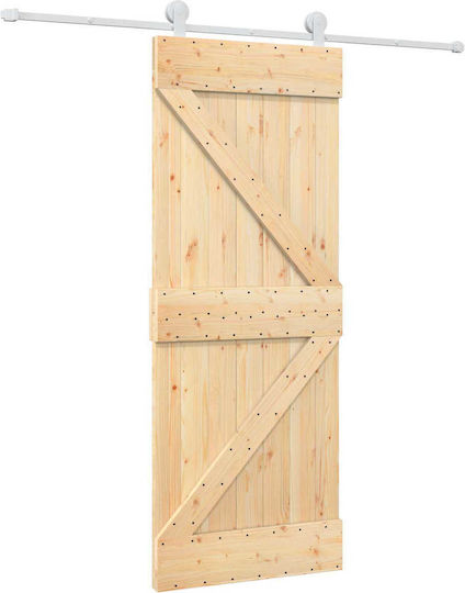 Sliding Door Natural White 80 x 210 cm Solid Pine Wood 3445023 Brown