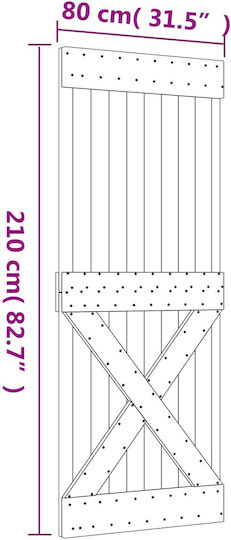 Schiebetür Natürliche Weiße 80 x 210 cm 3445189 Braun