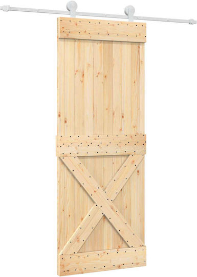 Συρόμενη Πόρτα Φυσικό Λευκό 80 X 210 Cm 3445017 Καφέ