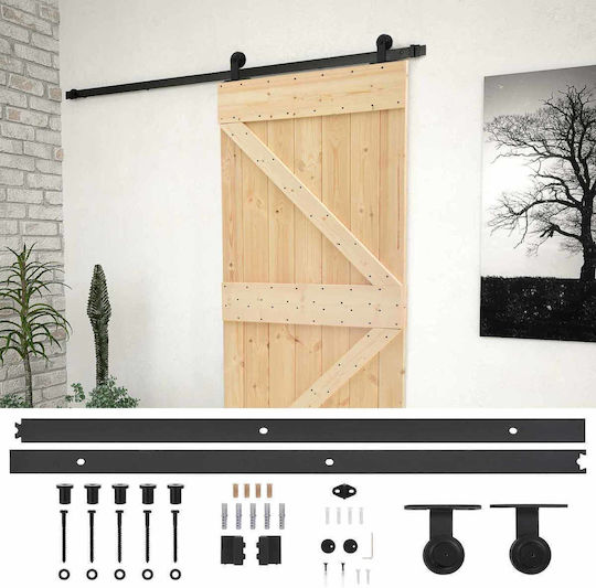 Schiebetür Natürlicher Schwarz 100 x 210 cm Massivholz Kiefer 3444867 Braun