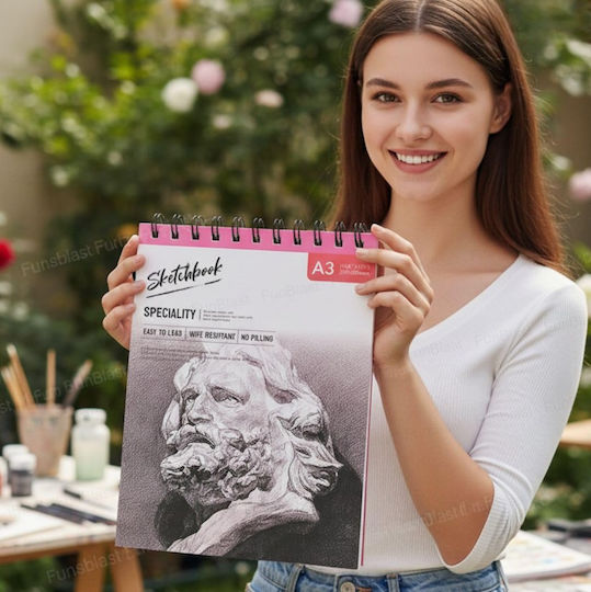 Roza Sketchbook A3 160gsm Σπιράλ Μπλοκ Σχεδίου 48 Σελίδες Μολύβι & Μαρκαδόρους