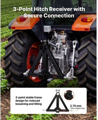 Vevor 3 Point Trailer Hitch 50.8 Mm Receiver 3 Pt Quick Hitch Attachment Tractor Tow Drawbar Adapter Compatible Category 1 Kubota Mahindra Ford Yanmar John Deere Massey Ferguson