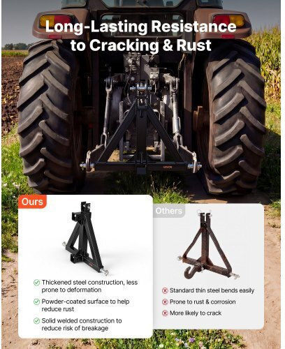 Vevor 3 Point Trailer Hitch 50.8 Mm Receiver 3 Pt Quick Hitch Attachment Tractor Tow Drawbar Adapter Compatible Category 1 Kubota Mahindra Ford Yanmar John Deere Massey Ferguson