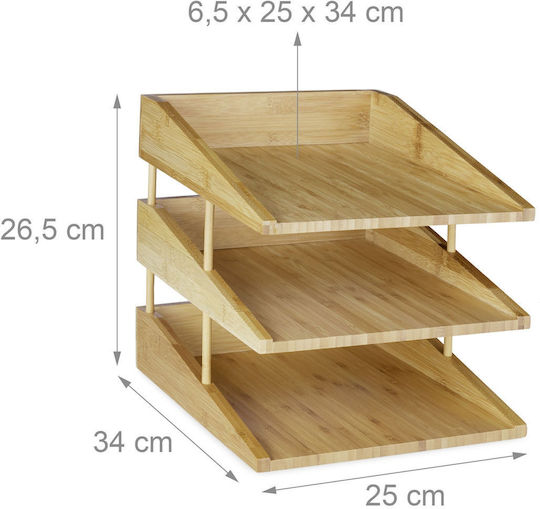 Relaxdays Органайзер За Документи От Бамбук 26.5 X 25 X 34 См 3 Нива Кафяв