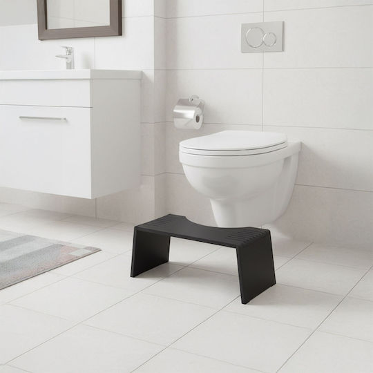 Scaun De Toaletă Relaxdays 43,5 X 20 X 19 Cm Pliabil Antiderapant Bambus Cauciuc Gri