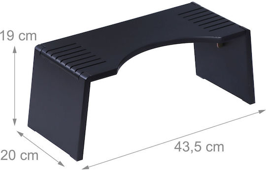 Scaun De Toaletă Relaxdays 43,5 X 20 X 19 Cm Pliabil Antiderapant Bambus Cauciuc Gri